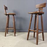 Set of 8 vintage brutalist bar stools, 1960s