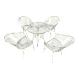 Italian garden furniture, vintage furniture, table and 4 wrought iron chairs