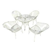 Italian garden furniture, vintage furniture, table and 4 wrought iron chairs