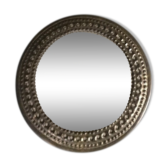 Brass round vintage mirror - 33cm