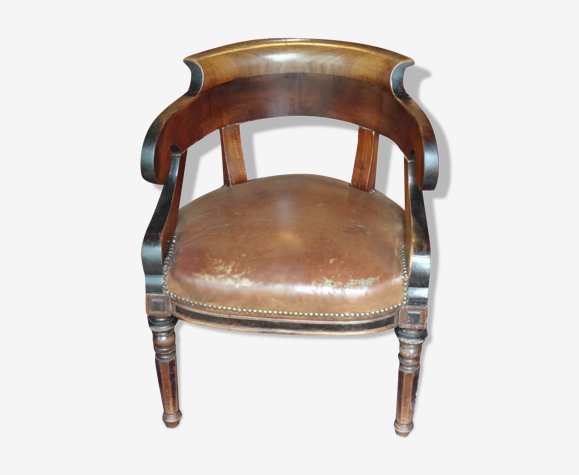 Fauteuil de bureau restauration (xixème) en noyer
