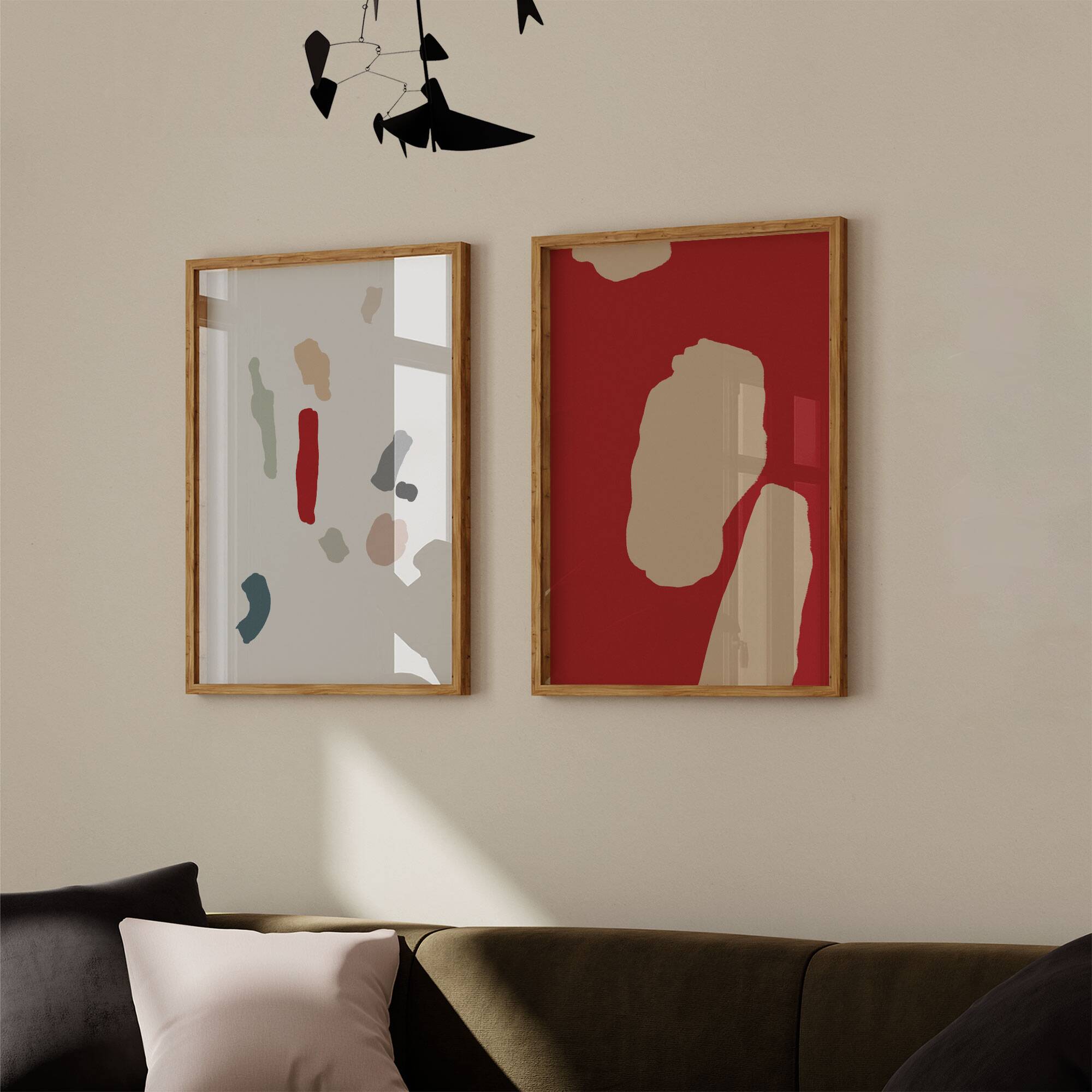 Pair of giclee prints, abstract wall art set of two, A3
