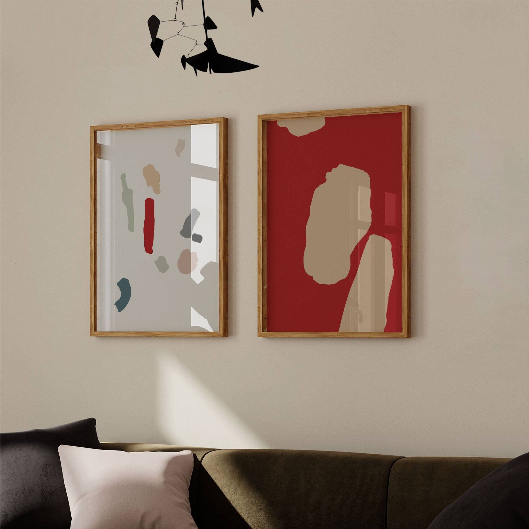 Pair of giclee prints, abstract wall art set of two, A3