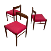 3 chaises à manger en teck de H. W. Klein pour Bramin, années 1960