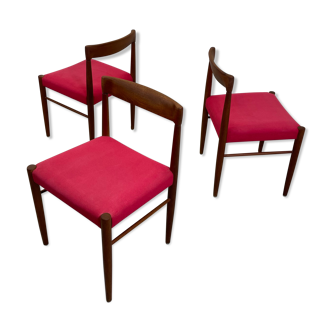 3 chaises à manger en teck de H. W. Klein pour Bramin, années 1960