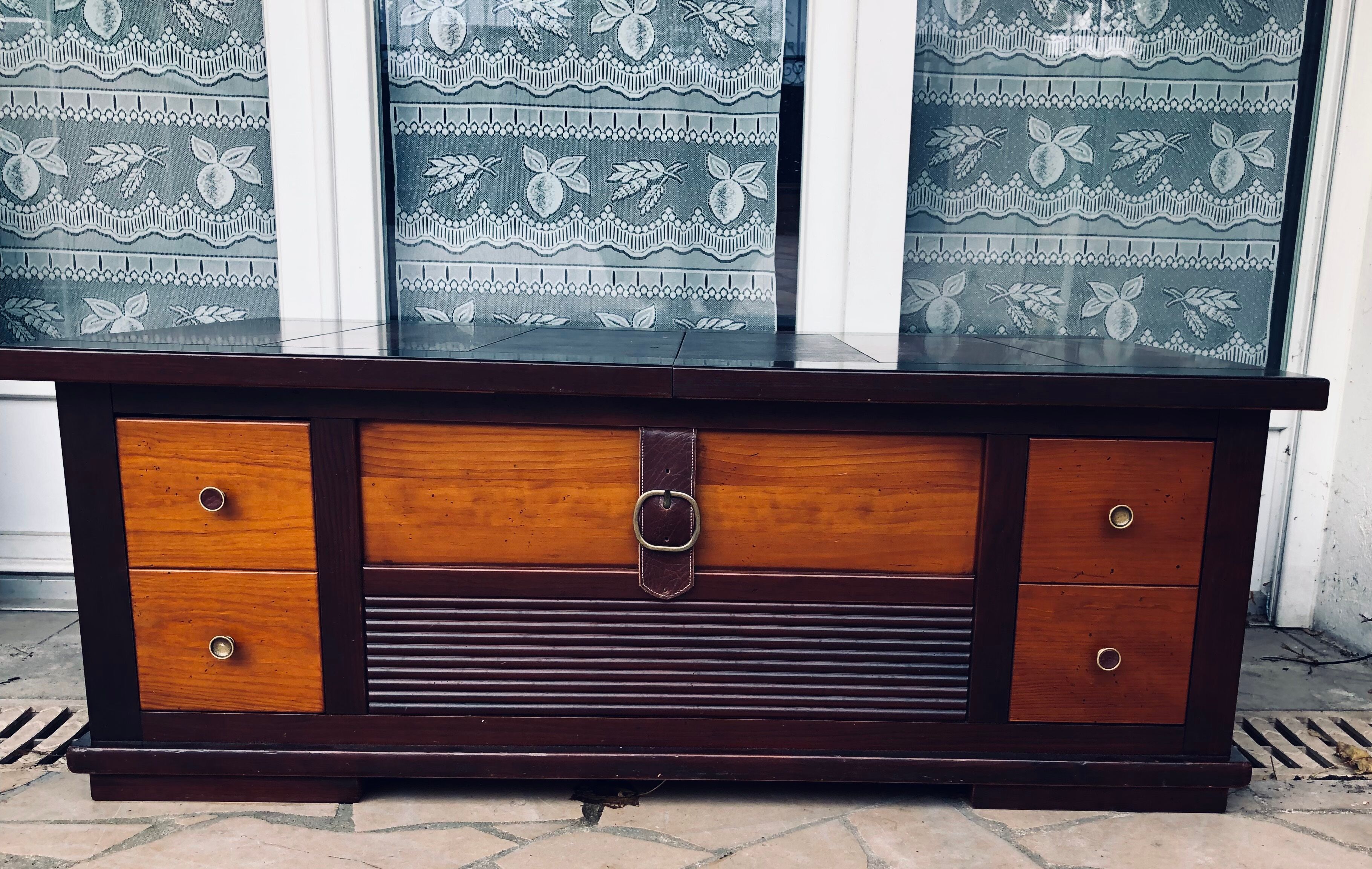 Wooden coffee table with interior niche
