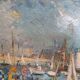 Oil painting on panel Alain Duperay port Breton, arrival of the fishermen
