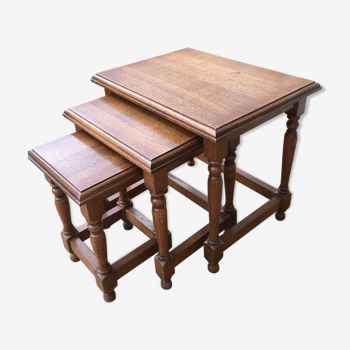 Lot de 3 tables gigognes en chêne