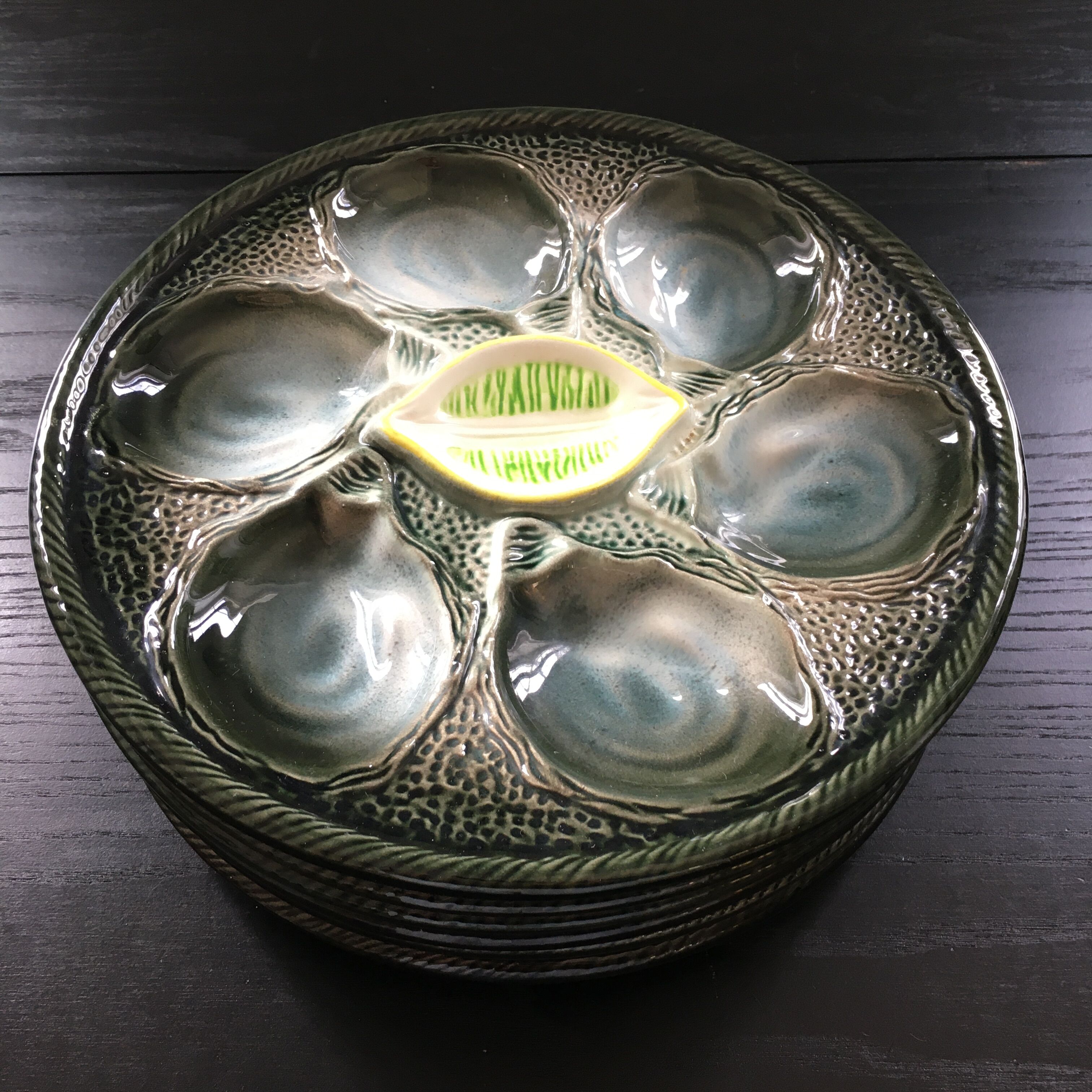 Lot de 6 assiettes à huîtres St Clément