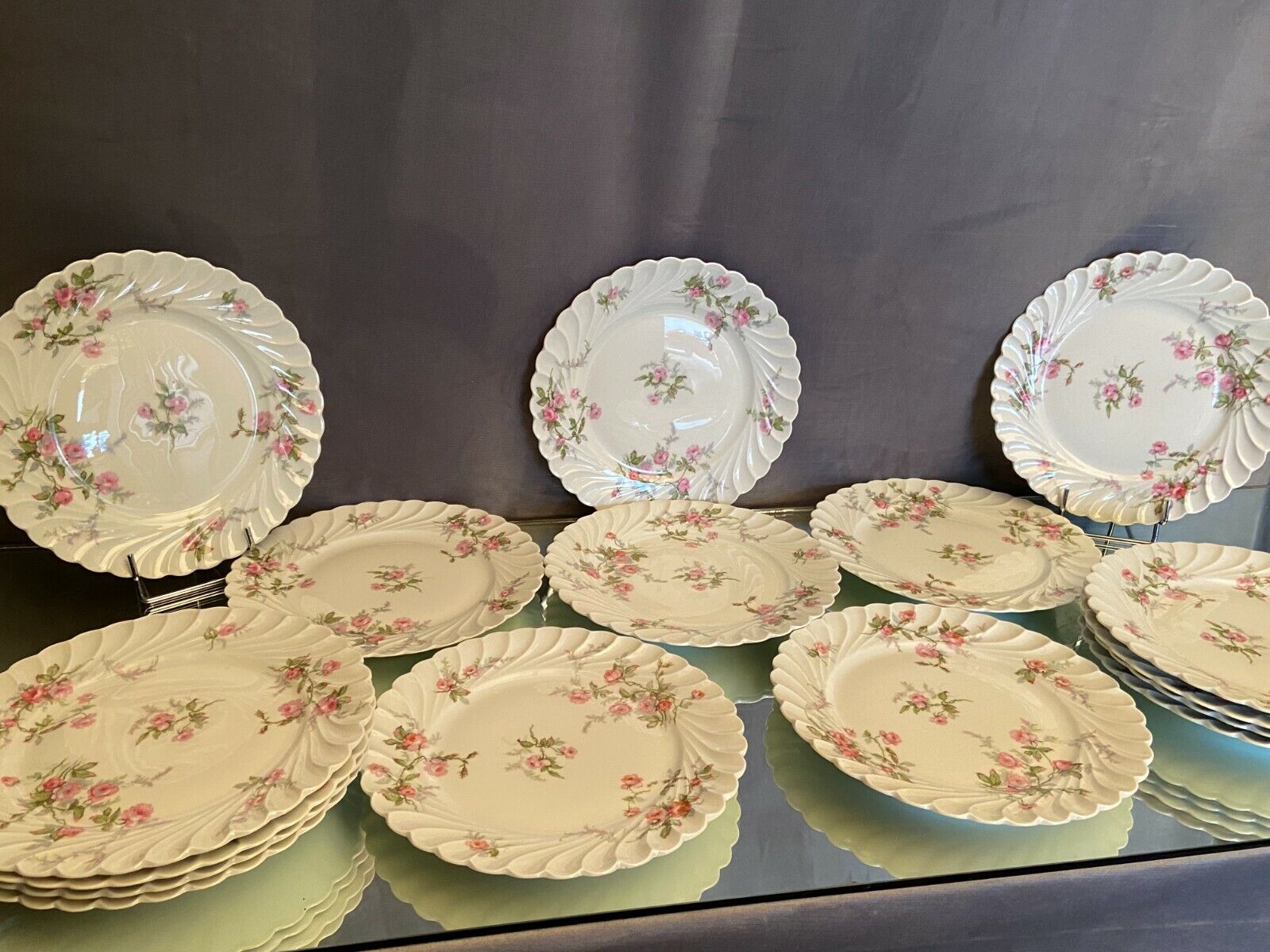 16 Limoges porcelain dessert plates signed Haviland décor Sylvie