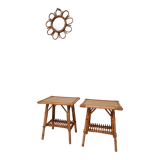Paire de chevets en rotin vintage