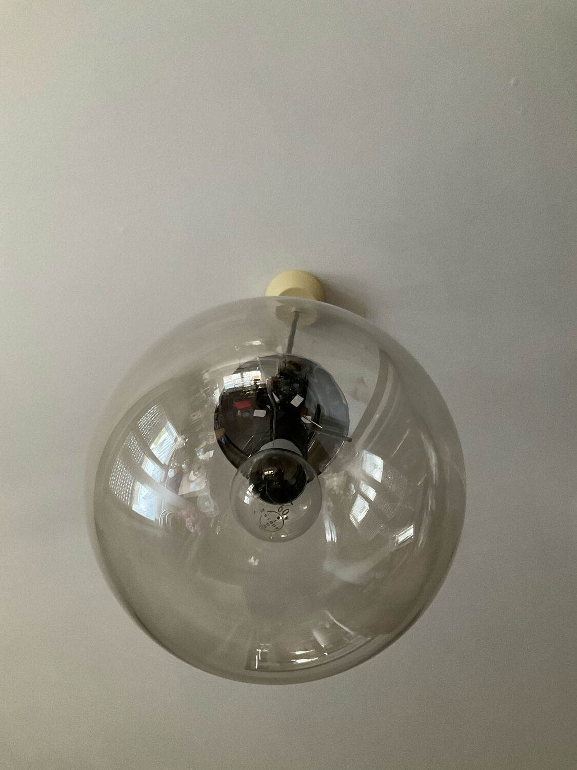 Space Age globe pendant lamp in smoked glass from the 70s