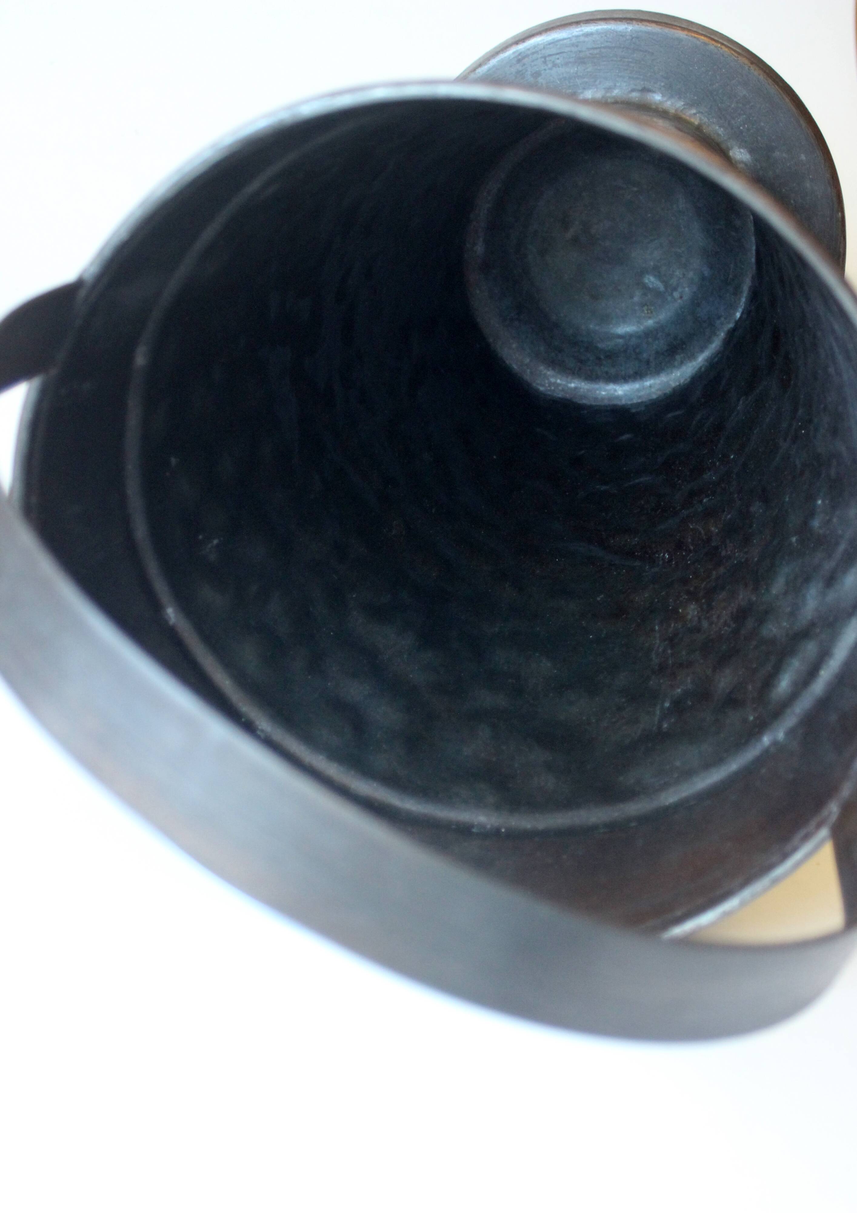 Copper umbrella stand with handle, vintage from the 1970s