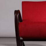 Jindřich Halabala ‘H-269’ Armchair in Red Velvet and Stained Beech, 1930s