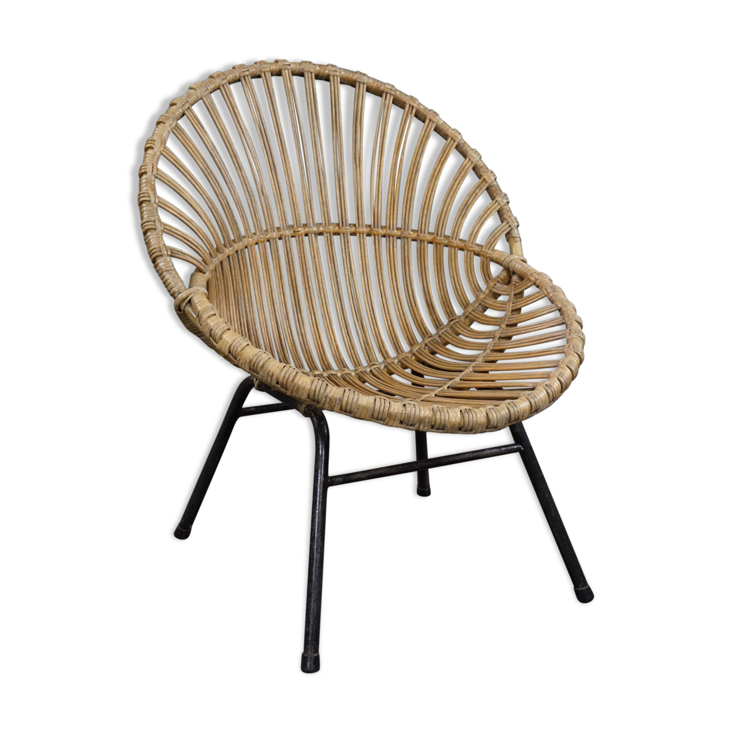 Fauteuil vintage en rotin, Dutch Design, 1960