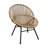 Fauteuil vintage en rotin, Dutch Design, 1960