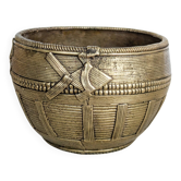 Vintage Brass Bowl Fish Scorpion Woven Texture