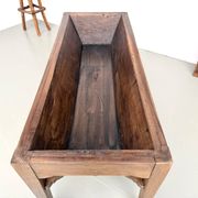 Farm table, old solid oak dough trough, France, around 1920.