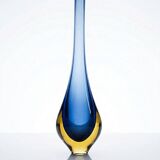 Vase Sommerso Murano att. Flavio Poli, verre bleu et ambre, années 1950-1960