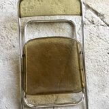 Pair of folding plexiglass and chrome metal chairs - space-age design 1970