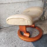 Footrest leather stool and wood relax armchair Sressless