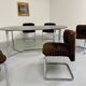 Vintage chrome and smoked glass table, 70s design, Paul Legeard DOM