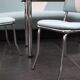 3-seater bench, table and 2 chairs, vintage American dinner style.