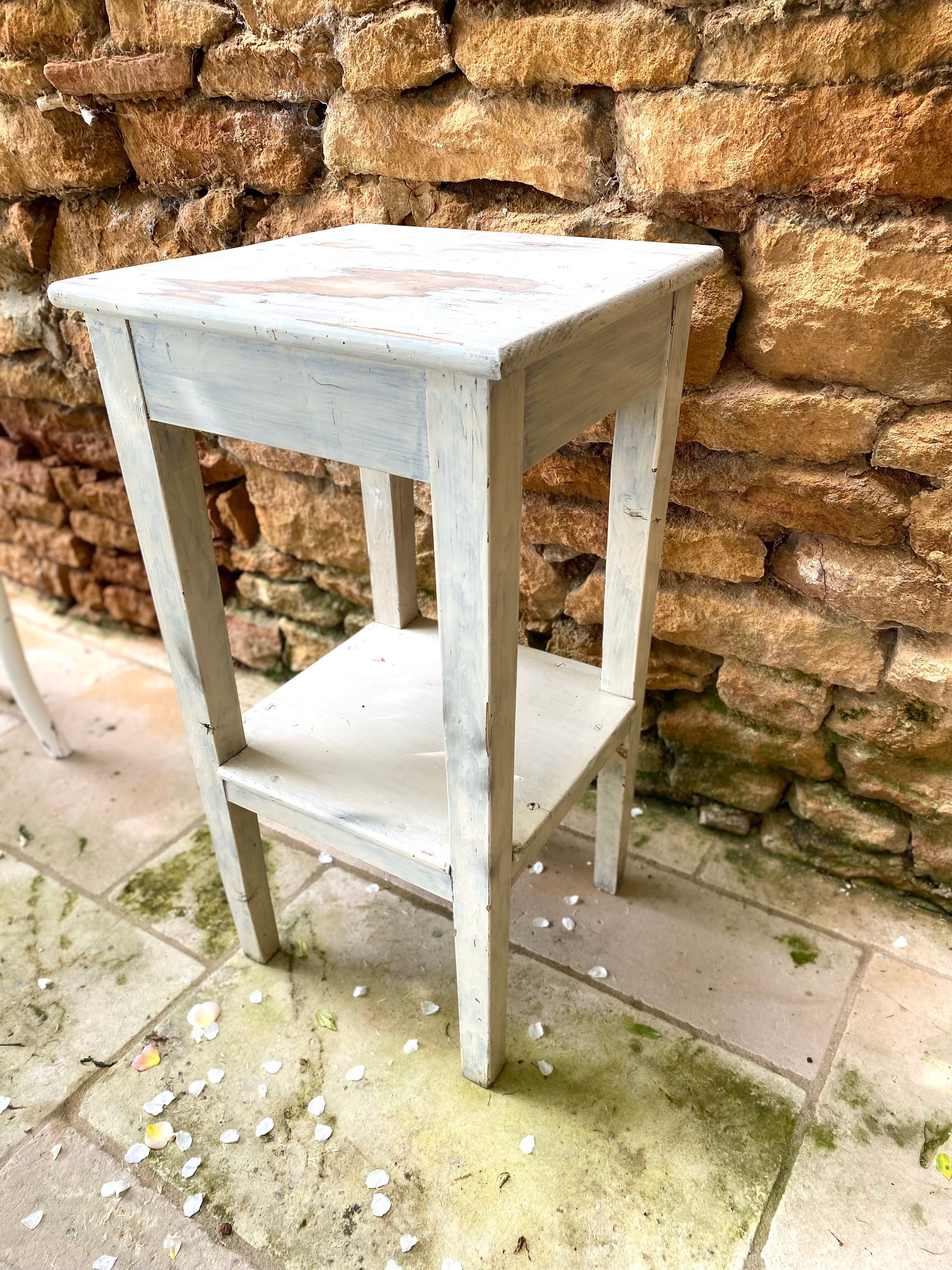 Antique patinated wooden side table
