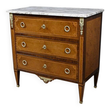Small chest of drawers in amboyna and rosewood, Louis XVI style – 1940