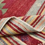 Wine Red & Green Turkish Kilim Rug, 156x224Cm