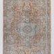 Tapis Persan Ancien – Fait Main Vintage à Médaillon, Tons Bleu et Brique