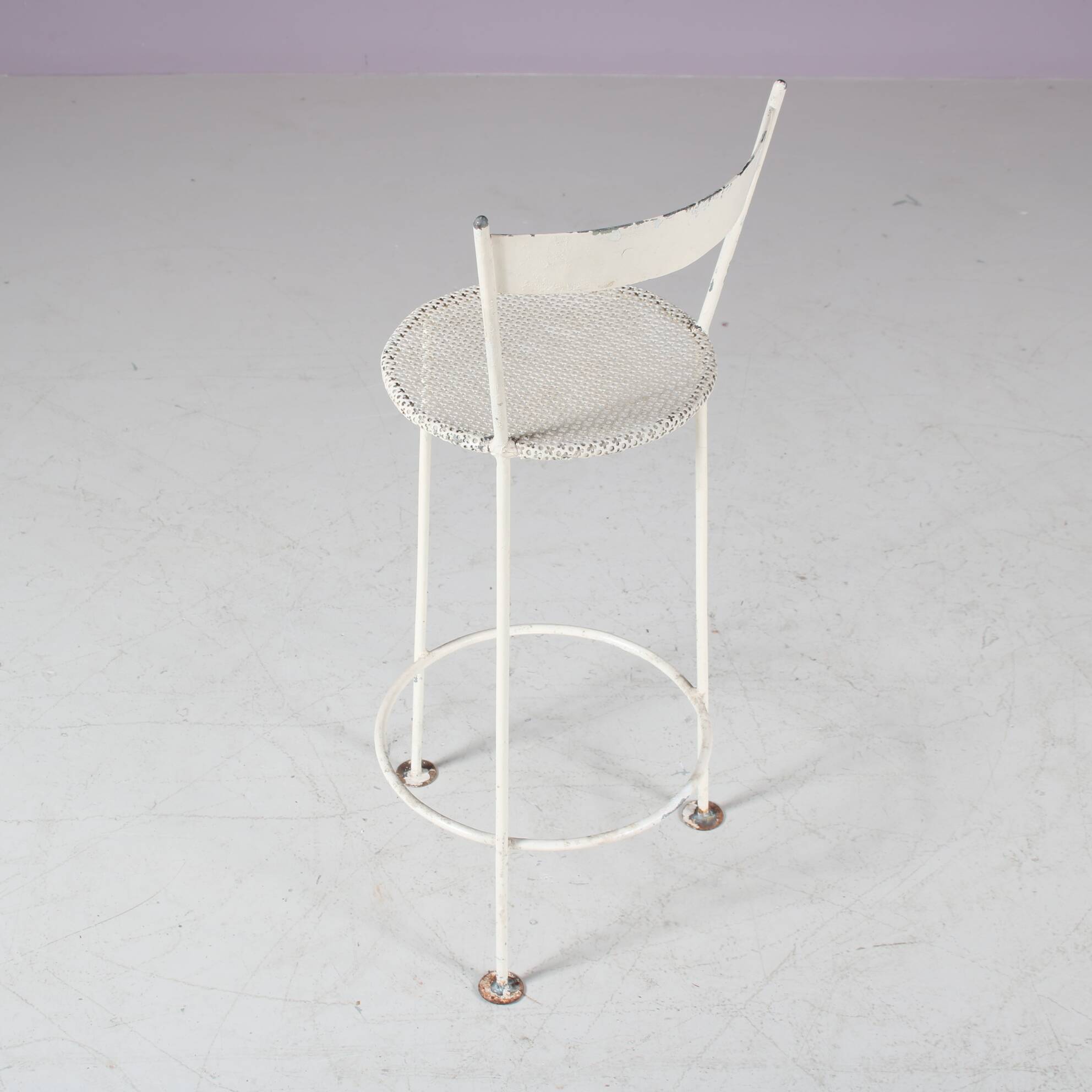 1950s Children stool in perforated metal, France