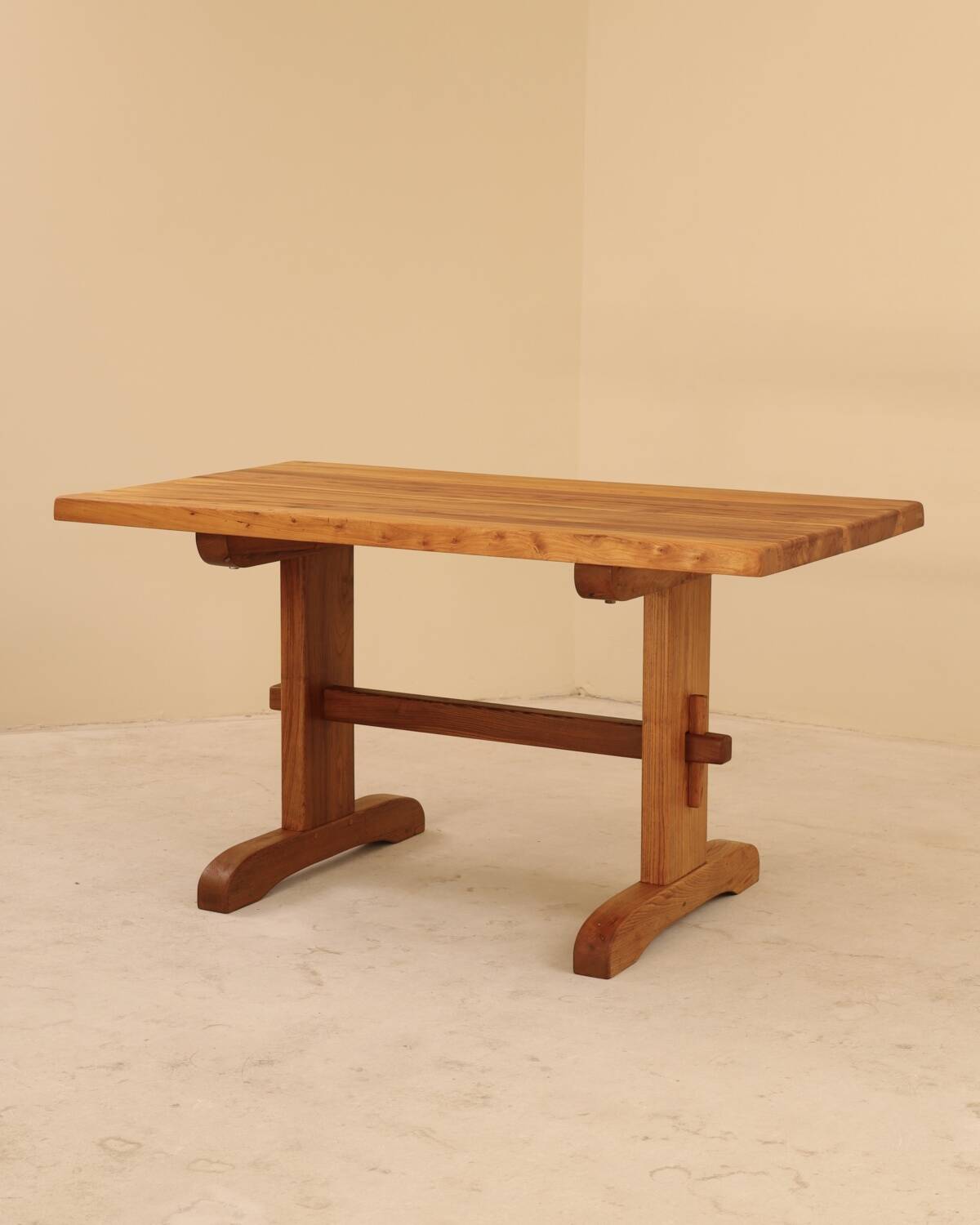 Table in solid elm, France, 1980s