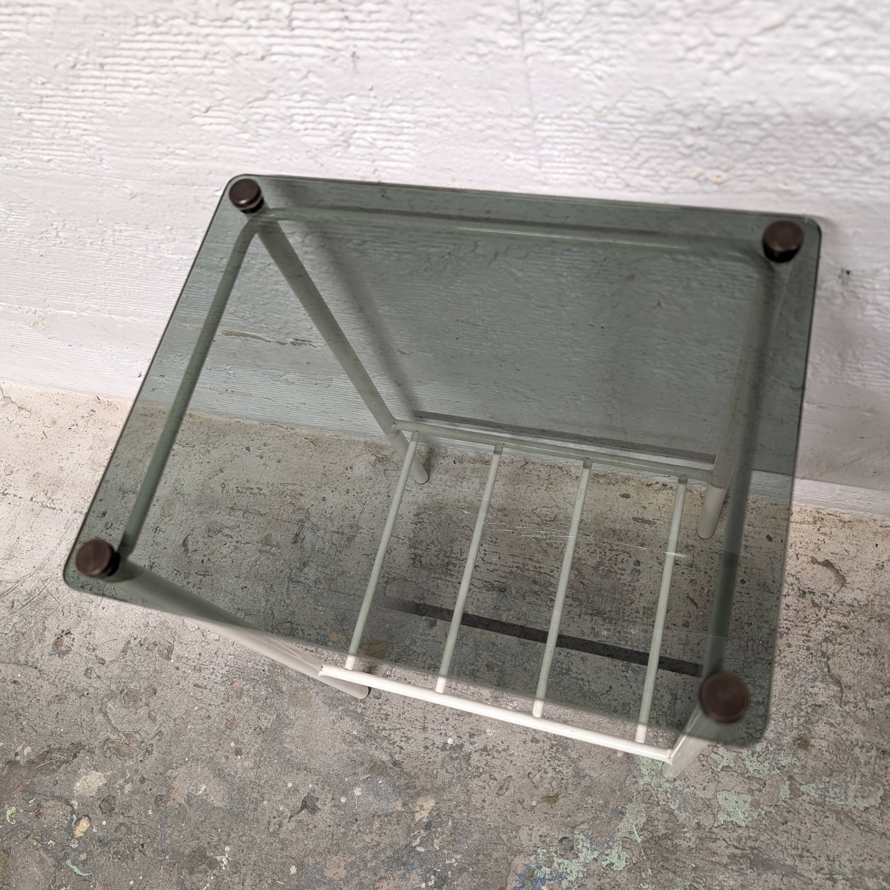 Vintage metal and glass side table