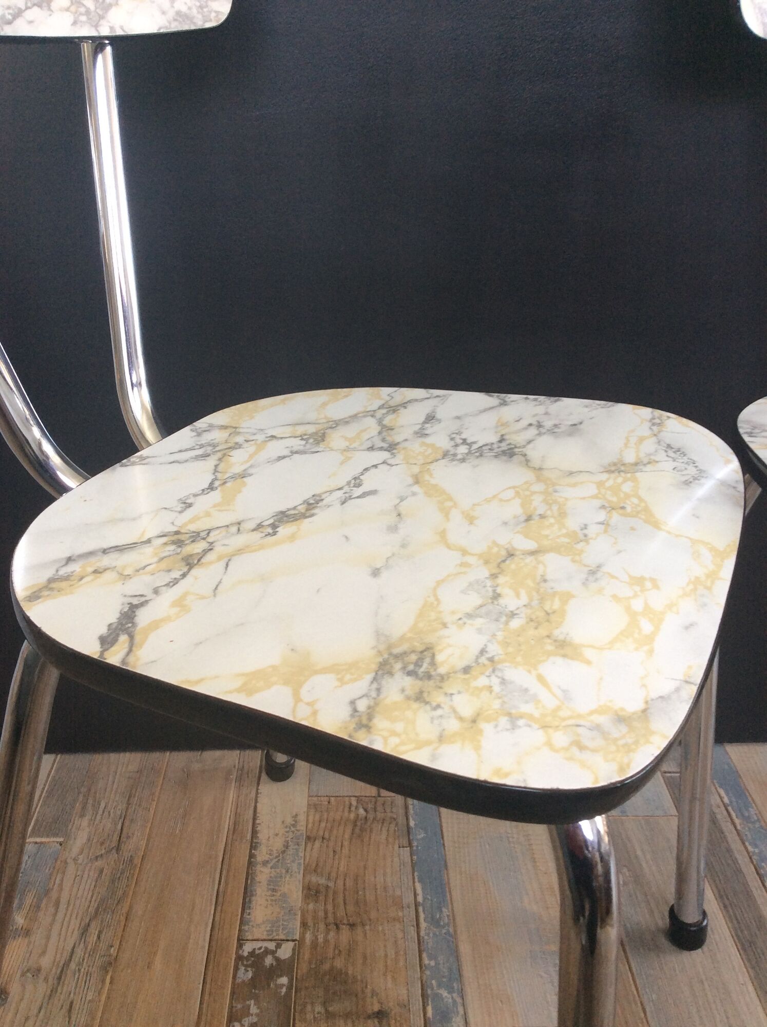 Series of 2 formica chairs marble effect of the 70s