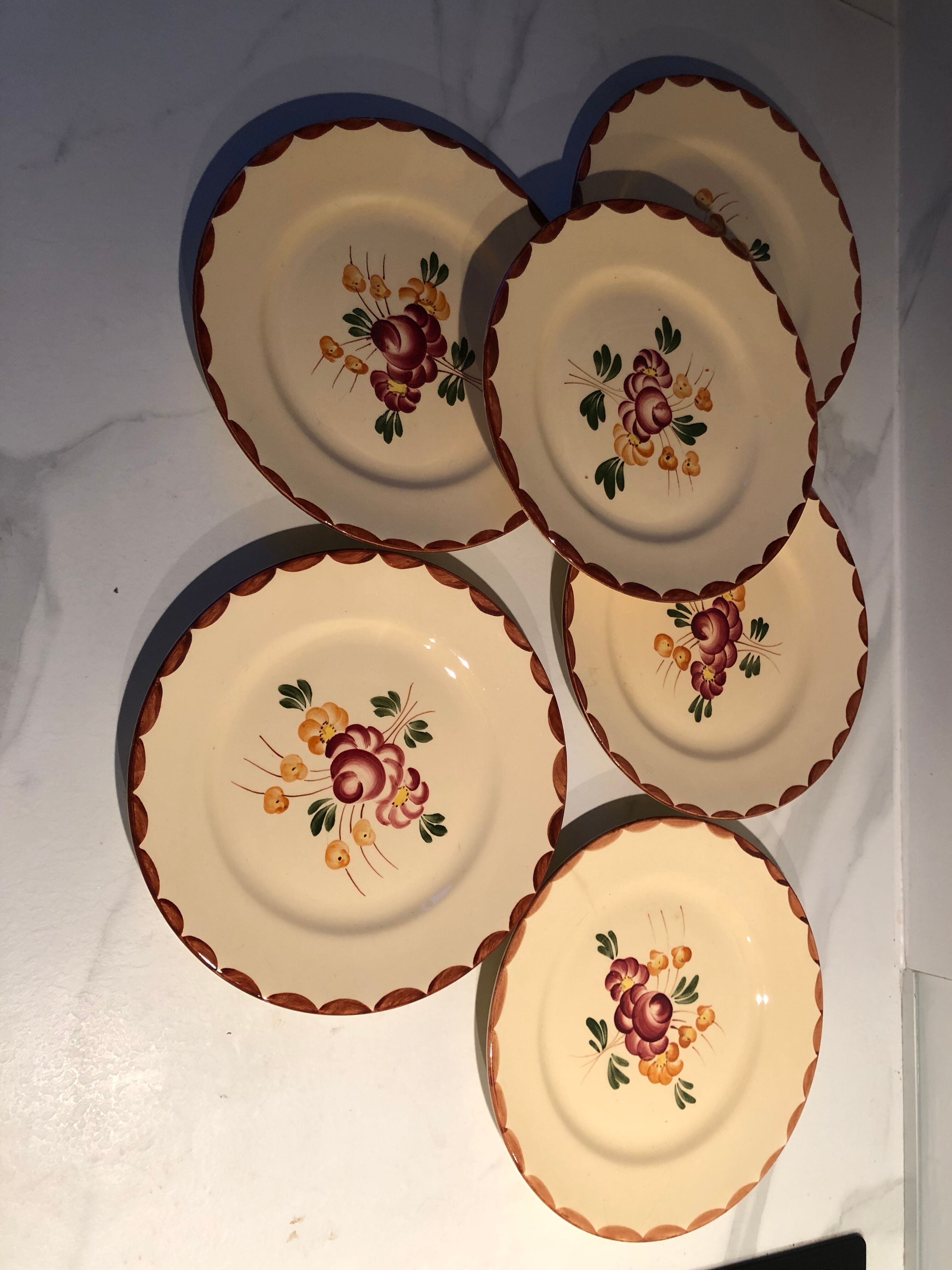 Six vintage Longchamp earthenware plates