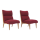 Set of wooden and boucle chairs, 1940s