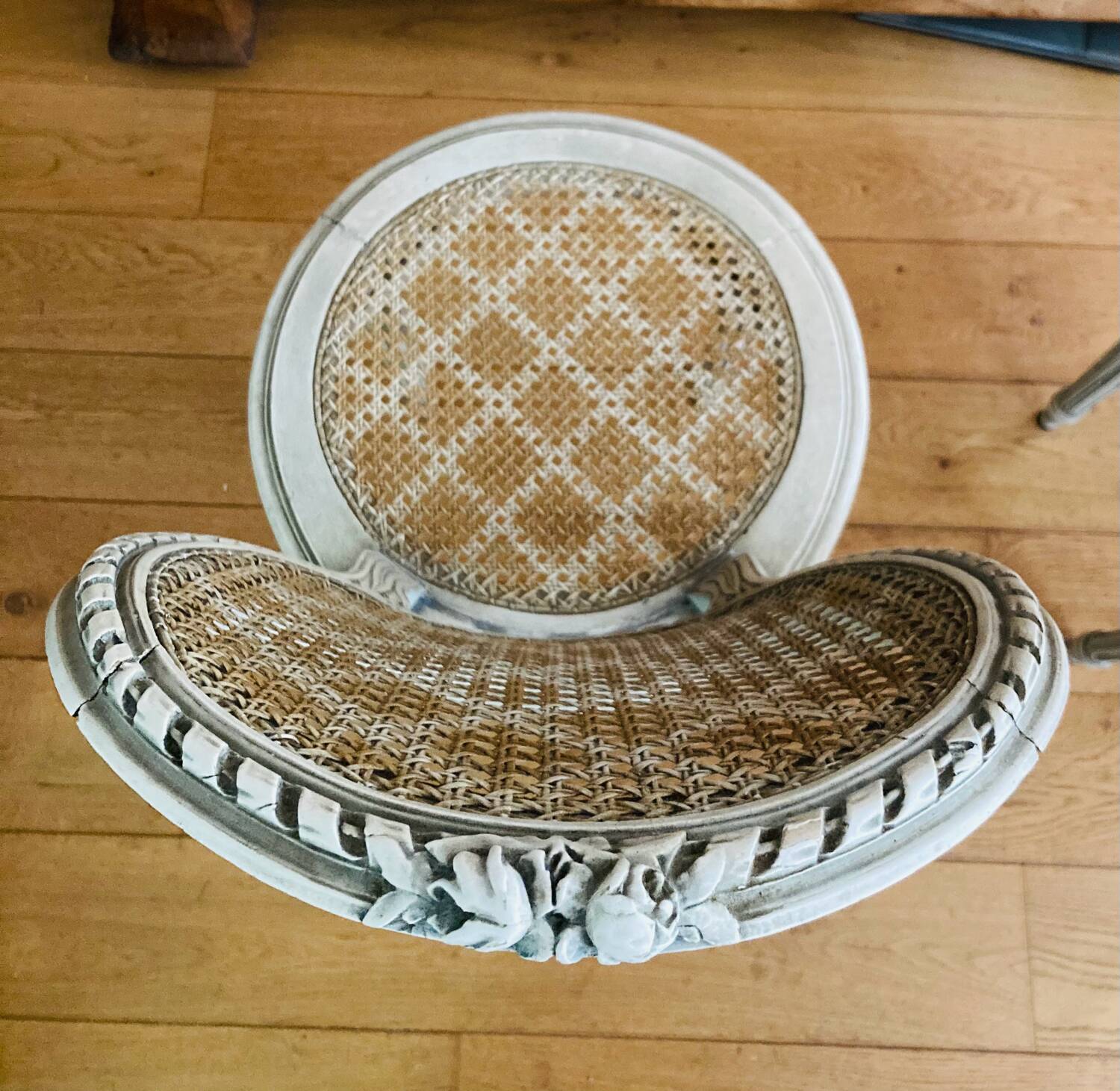 Pair of Louis XVI chairs from the late 19th century with checkerboard caning