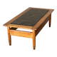 Vintage 1960s oak coffee table with slate top