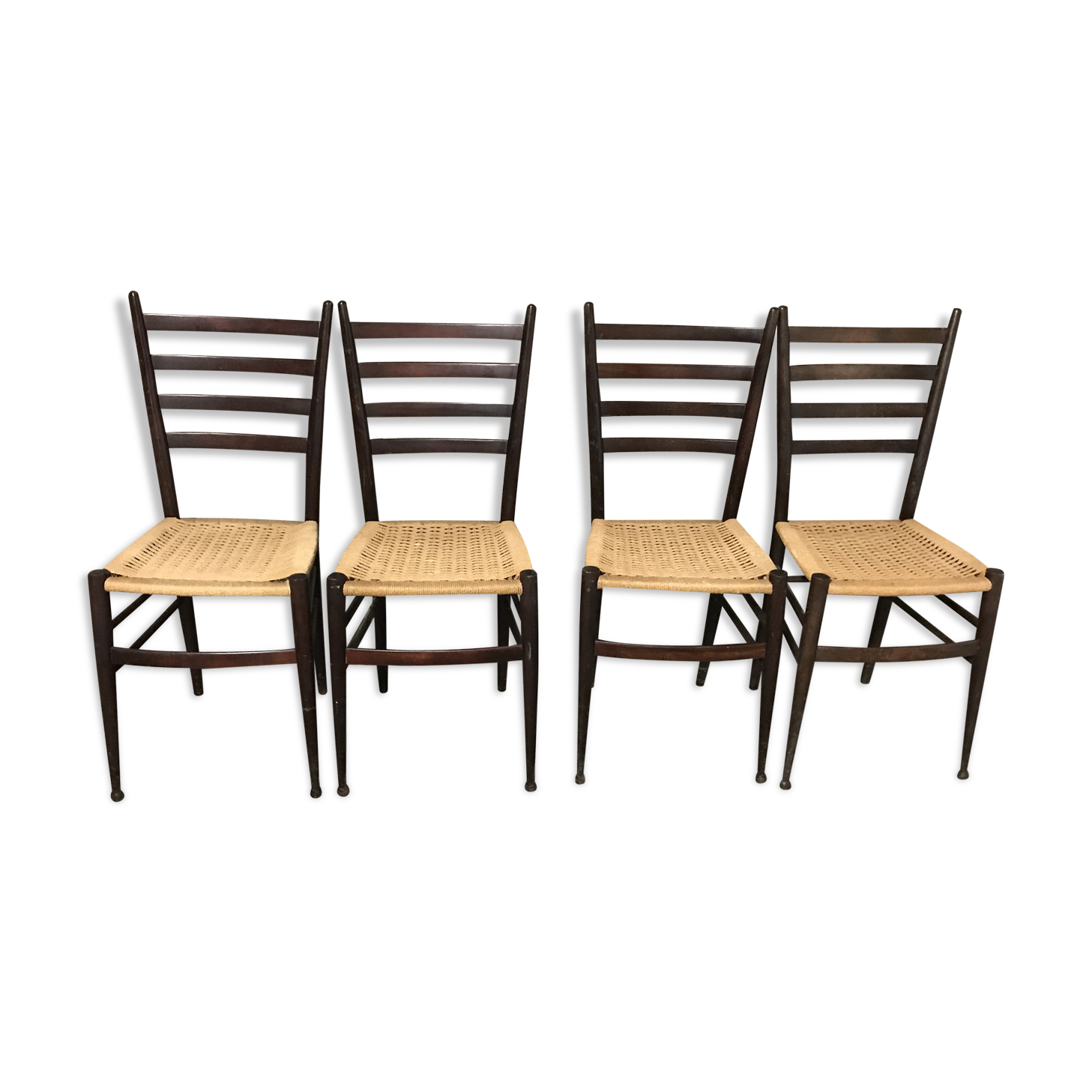 4 danish chairs wood and strings