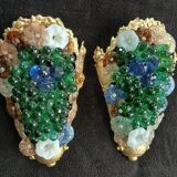 Murano wall sconces – coloured grape glass, bronze anemone