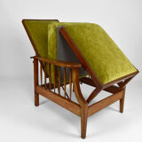 Morris armchair in beech and green velvet, United Kingdom, circa 1900