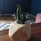 Soliflore en bois massif avec fiole en verre