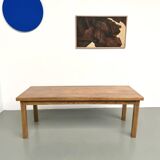 Solid oak farmhouse table, square legs.