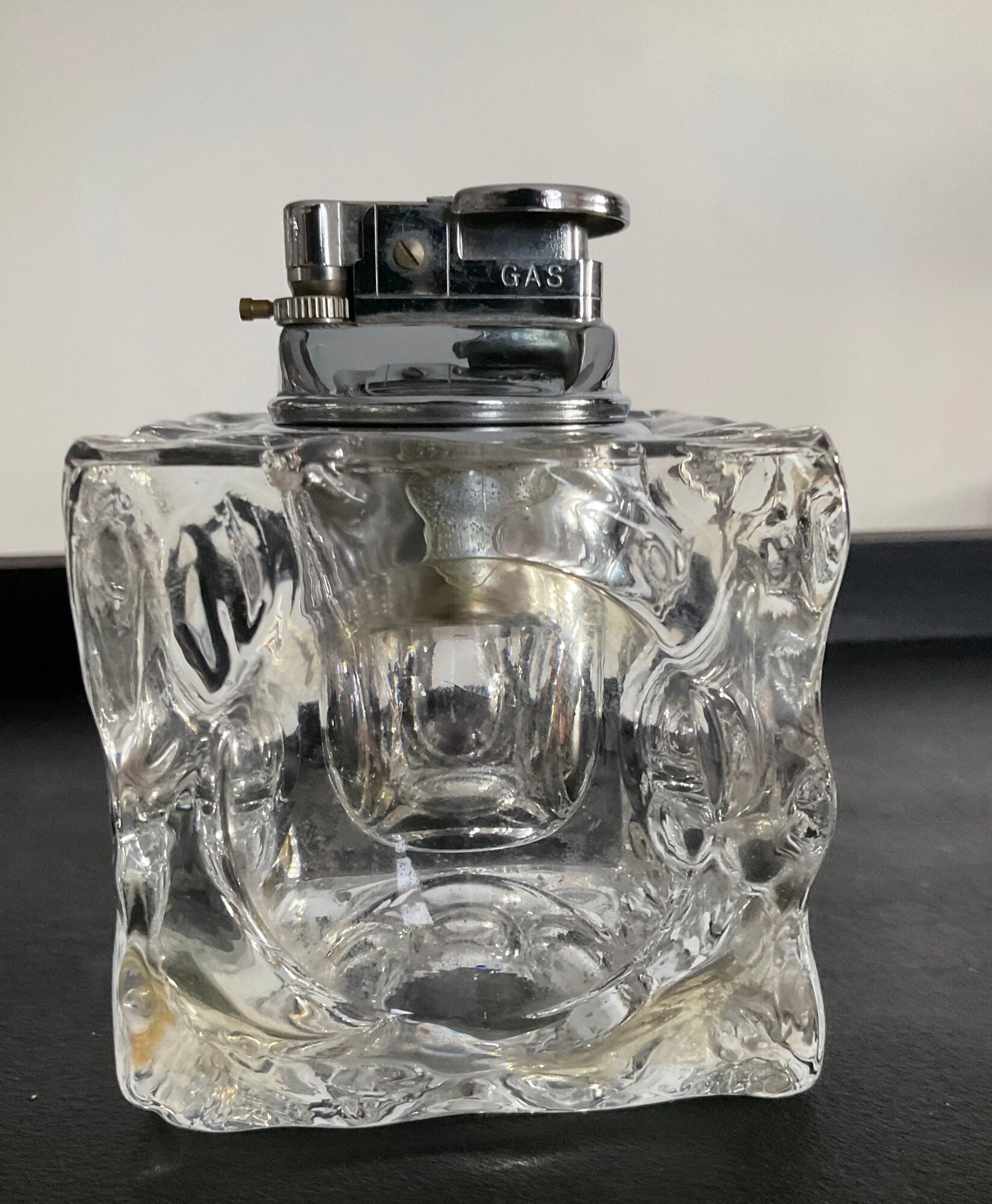 Vintage lighter from the 70s in molded glass