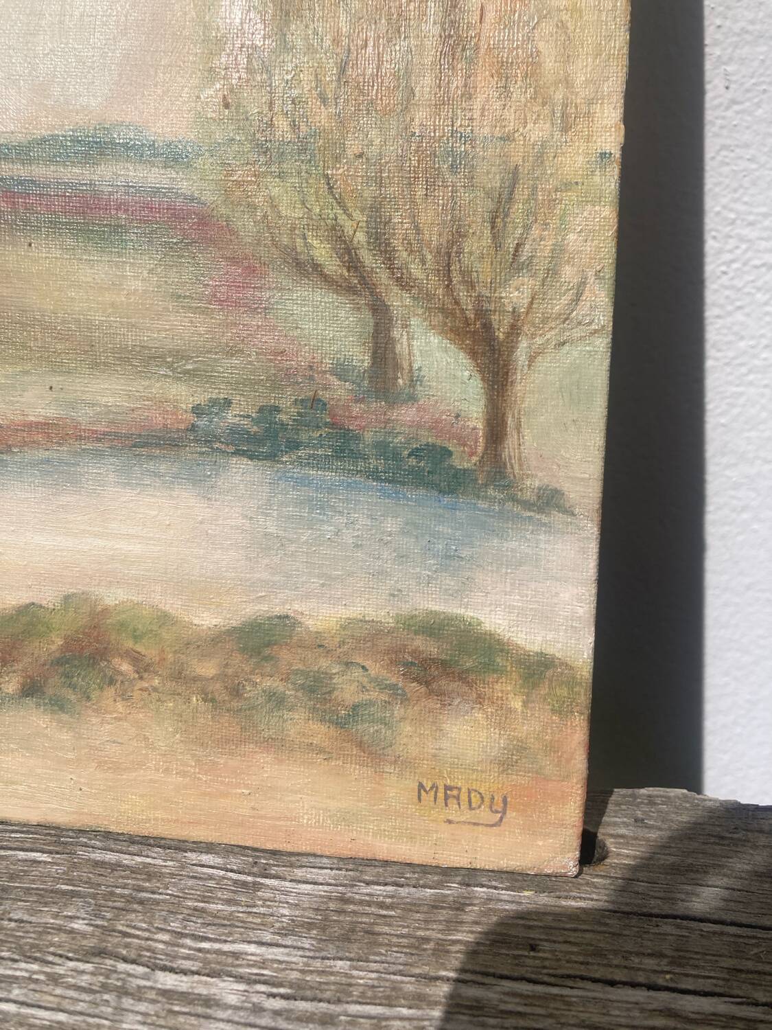 Tableau paysage champetre ancien / peinture huile