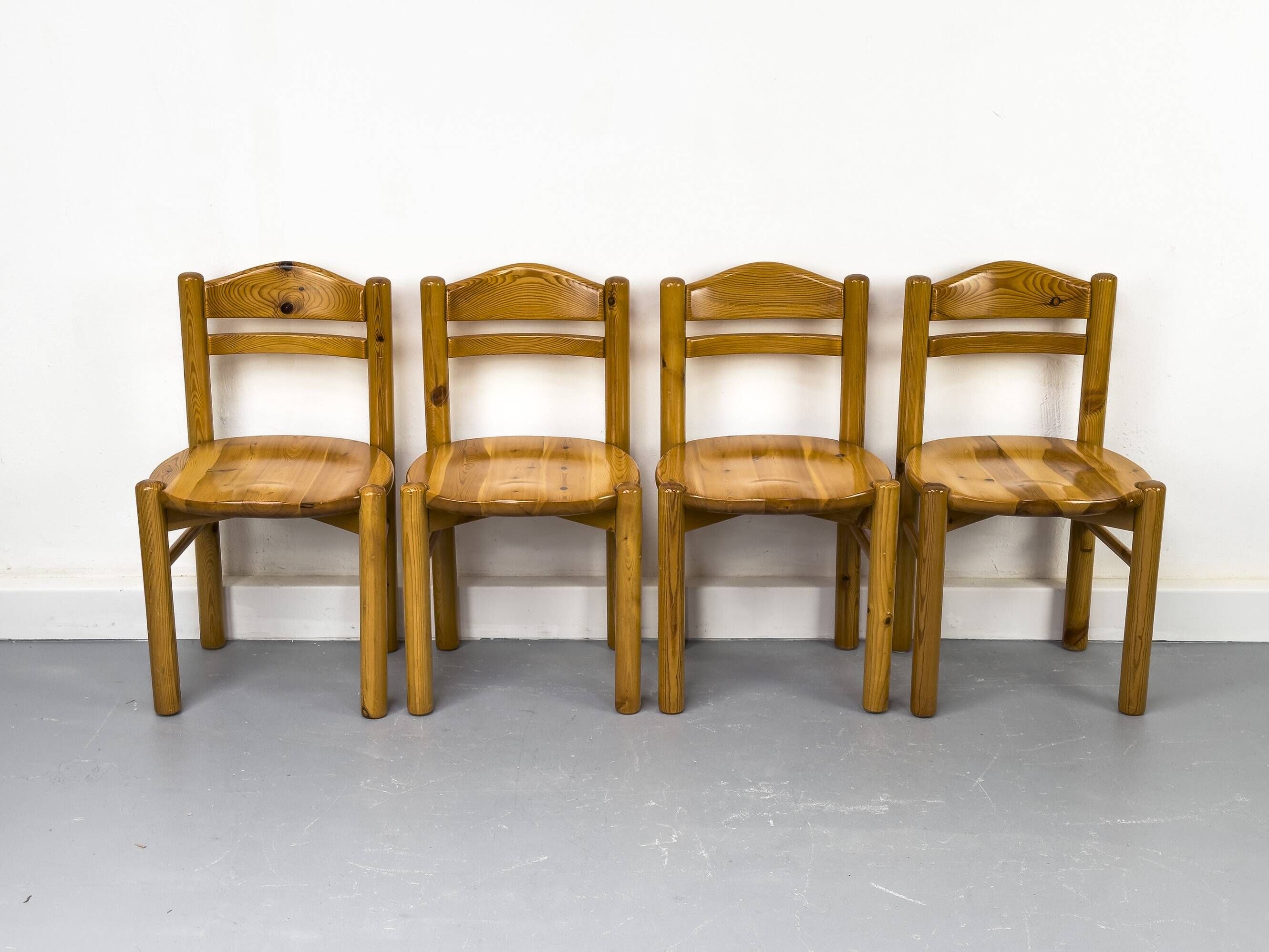 Pine dining chairs in the style of Rainer Daumiller, 1970s, set of 6.