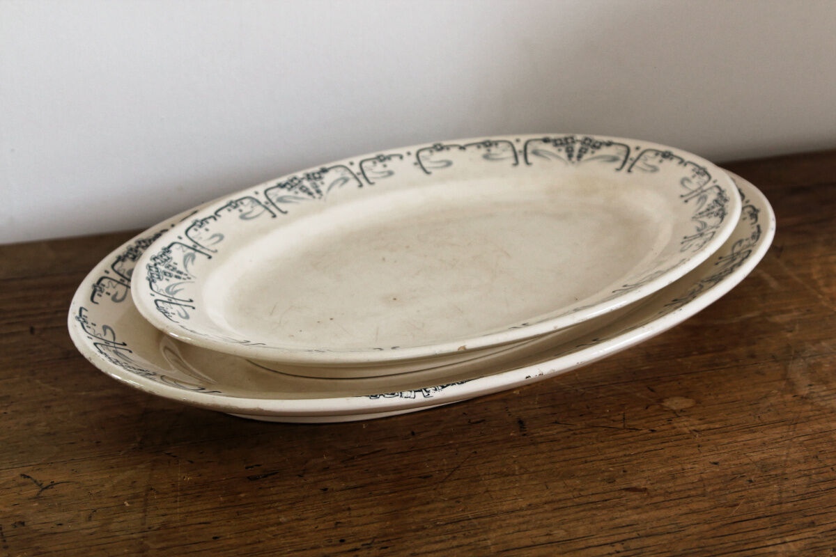 Pair of longchamp earthenware dishes, iron earth,