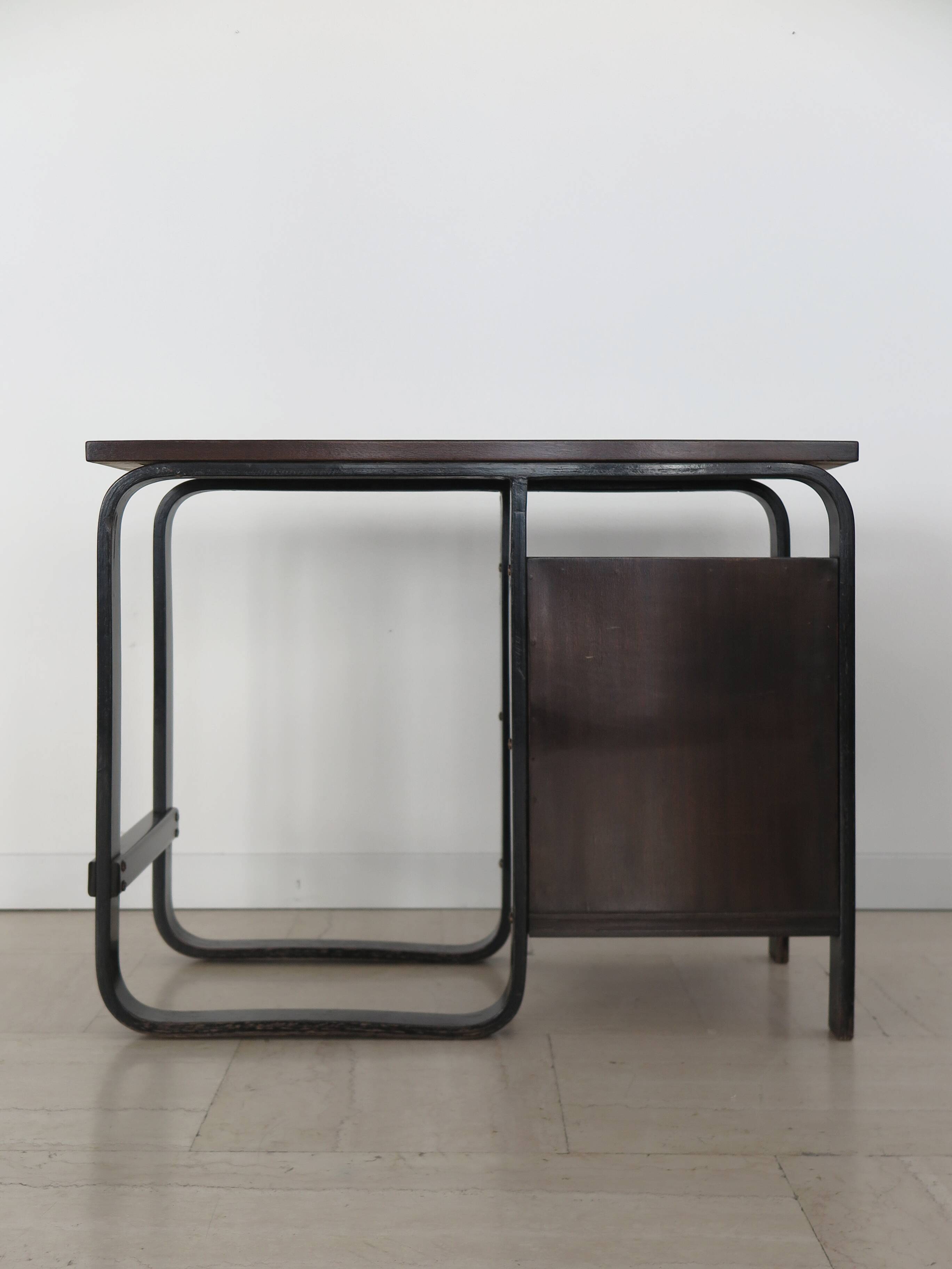 Giuseppe Pagano Pogatschnig Italian Dark Wood Desk for Gino Maggioni, 1940s