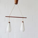 Suspension scandinave en verre opale teck